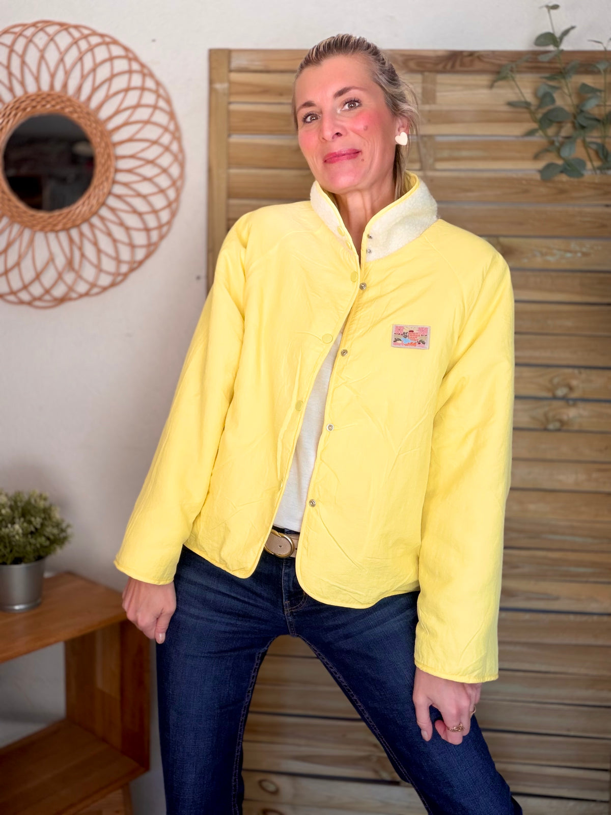 Veste matelassée réversible Sherpa AMÉLIE Jaune - FIN DE SÉRIE