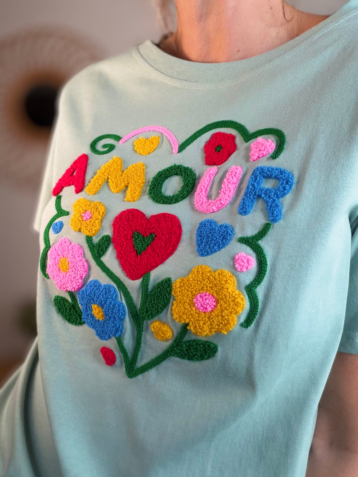 Tee shirt amour fleuri ARYA Vert sauge