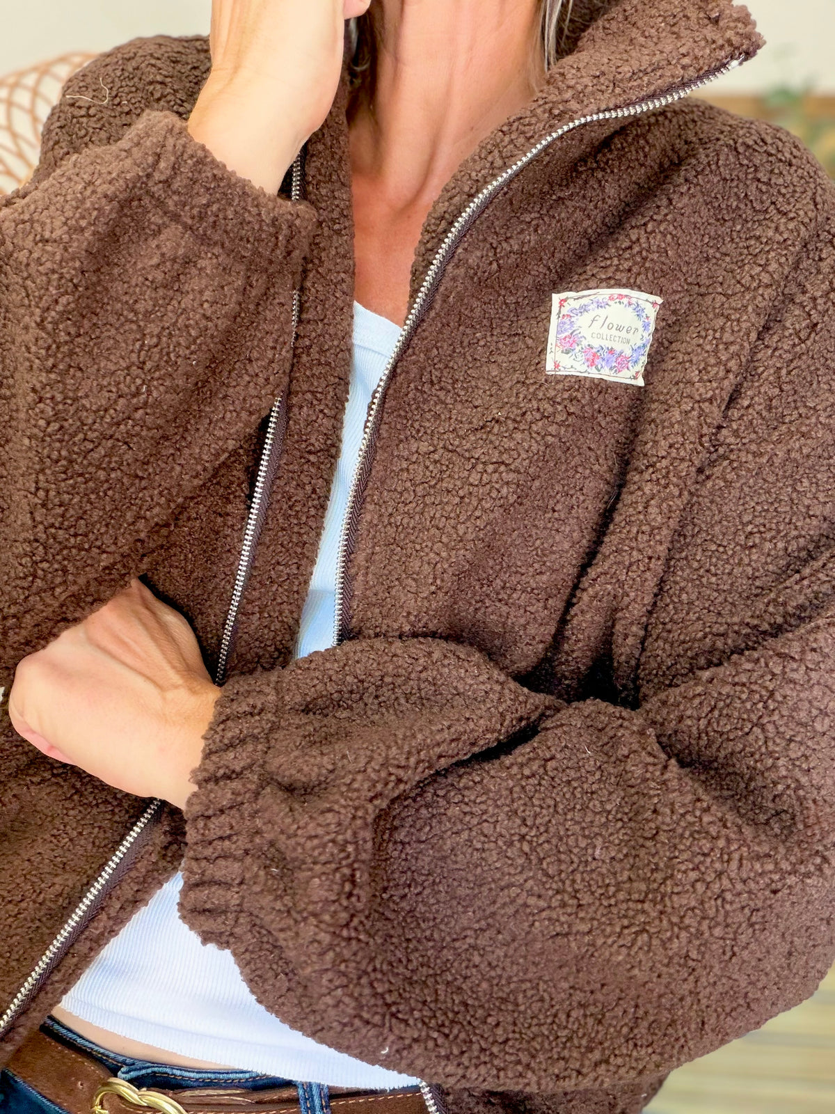 ⚡️ ARRIVAGE • Veste teddy Sherpa zippée LÉONIE Chocolat
