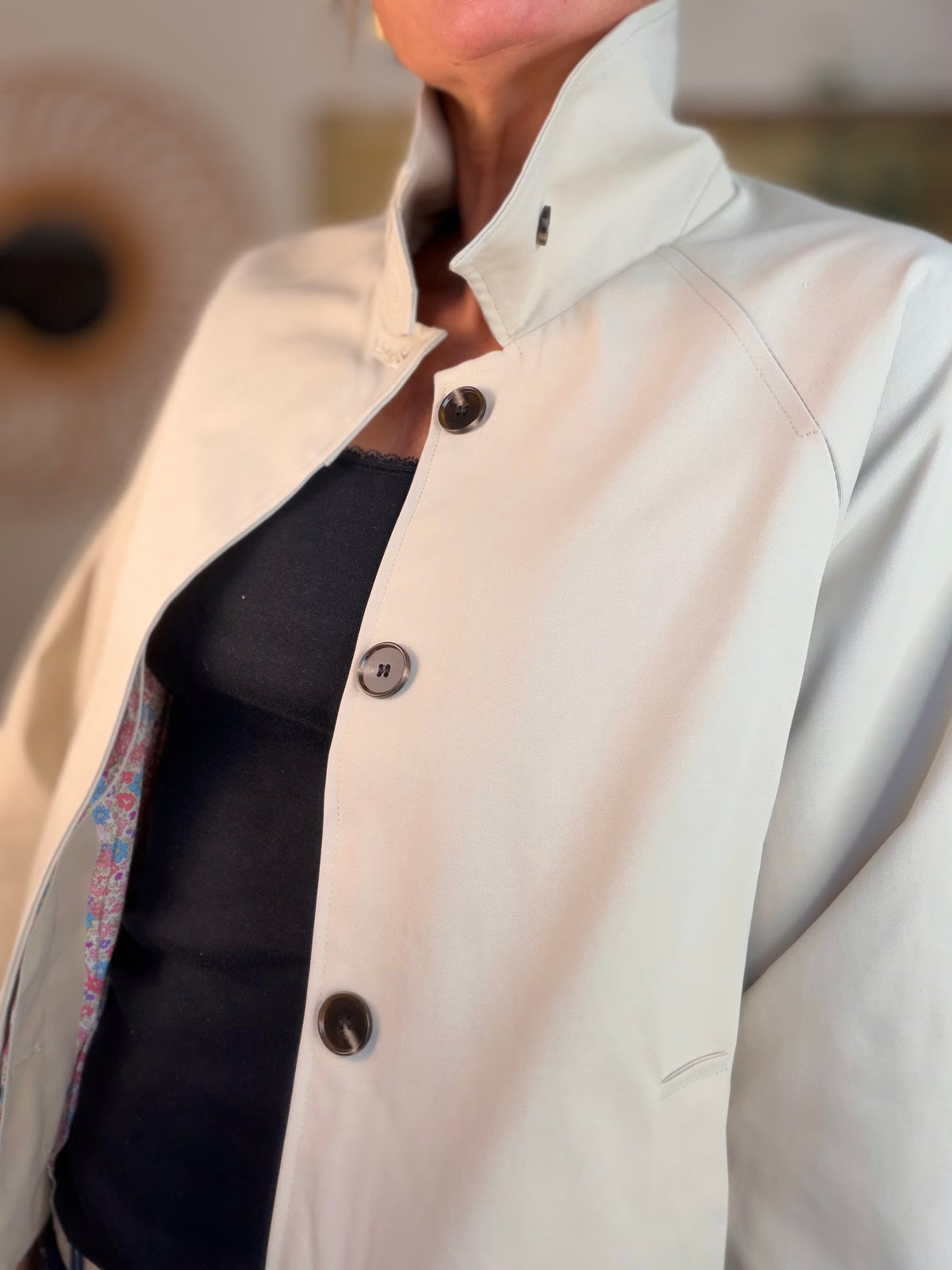 Veste Trench avec Liberty - MADELEINE Beige - FIN DE SÉRIE