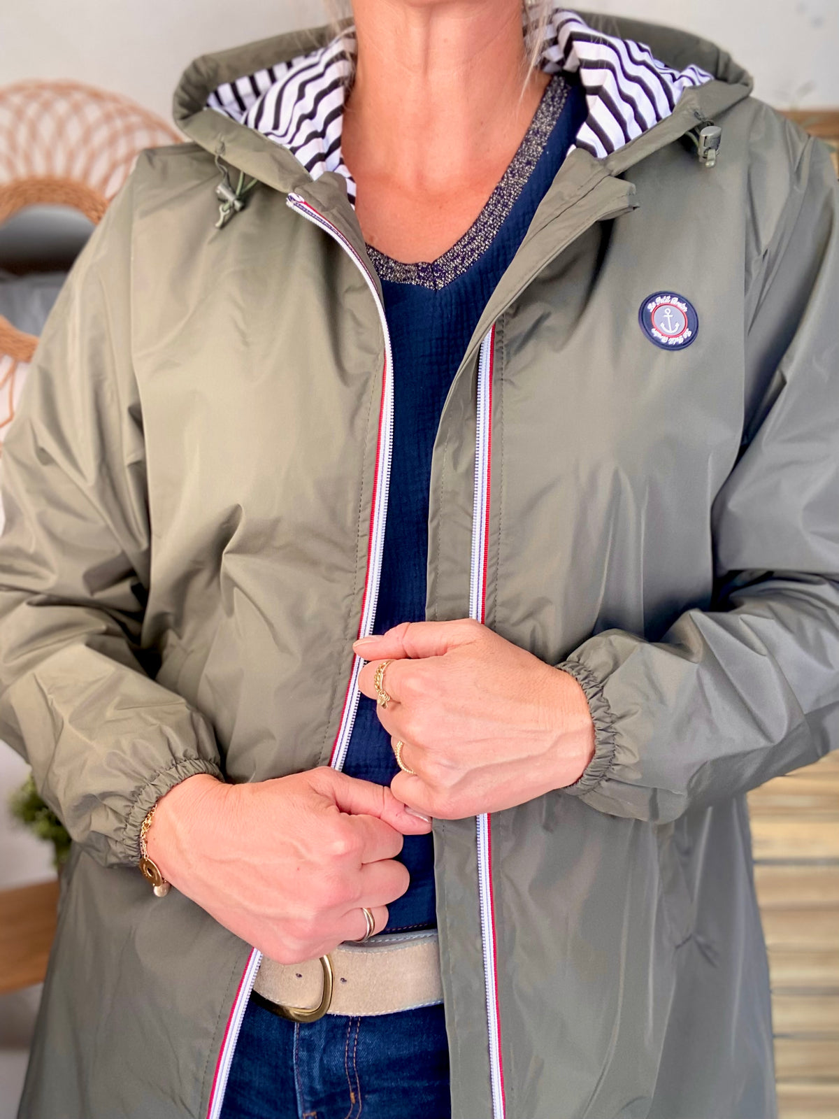 Imperméable doublé unisexe CÉLESTE - LE PETIT BRETON - Kaki (Taille petit) - FIN DE SÉRIE