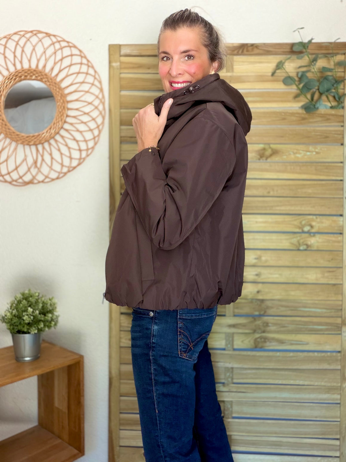 LAURA JO - Imperméable fourré sherpa EVA court - Chocolat