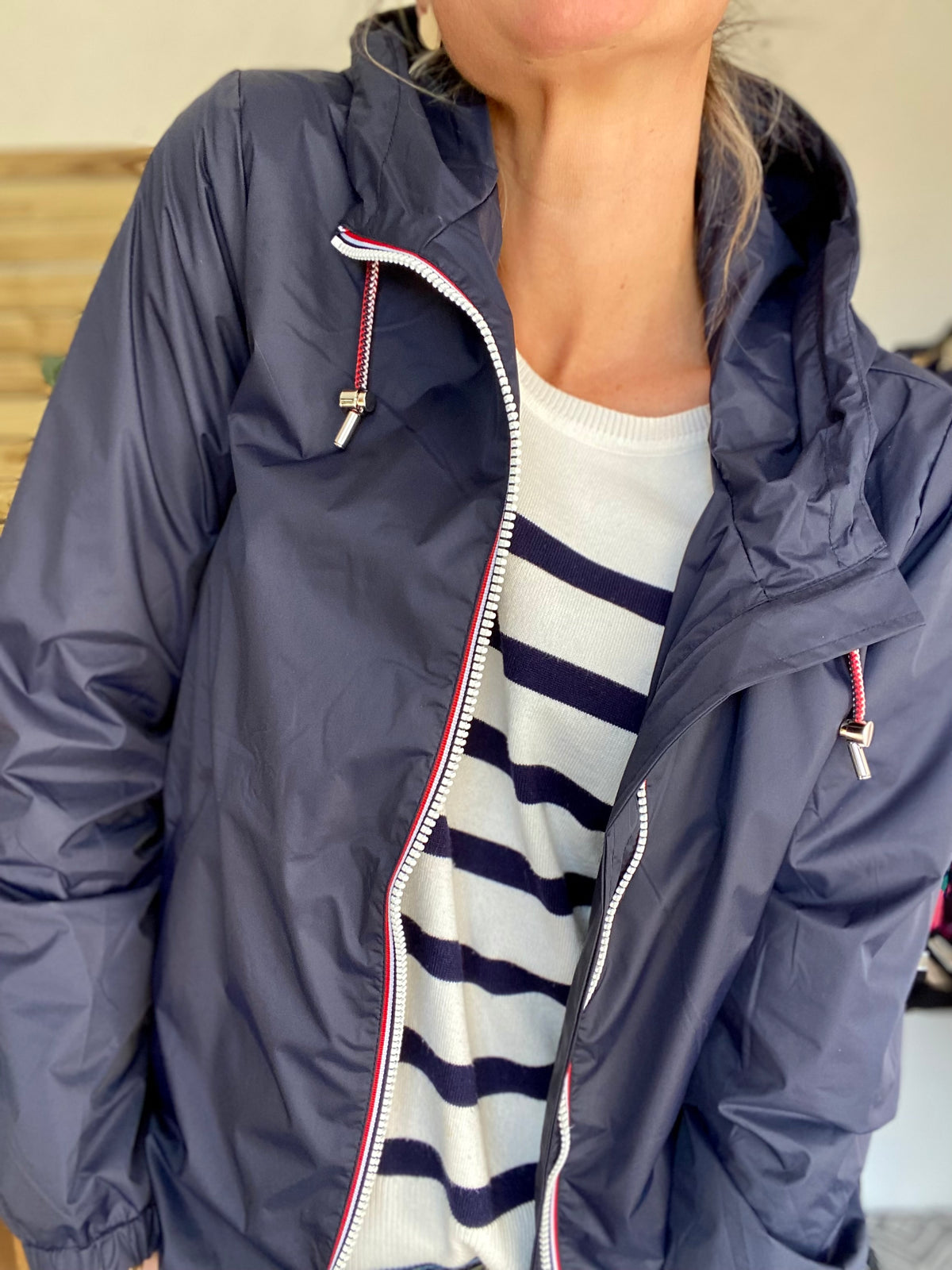 Imperméable mi-saison doublé SOLINE MI-LONG - Bleu marine - LAURA JO - FIN DE SÉRIE