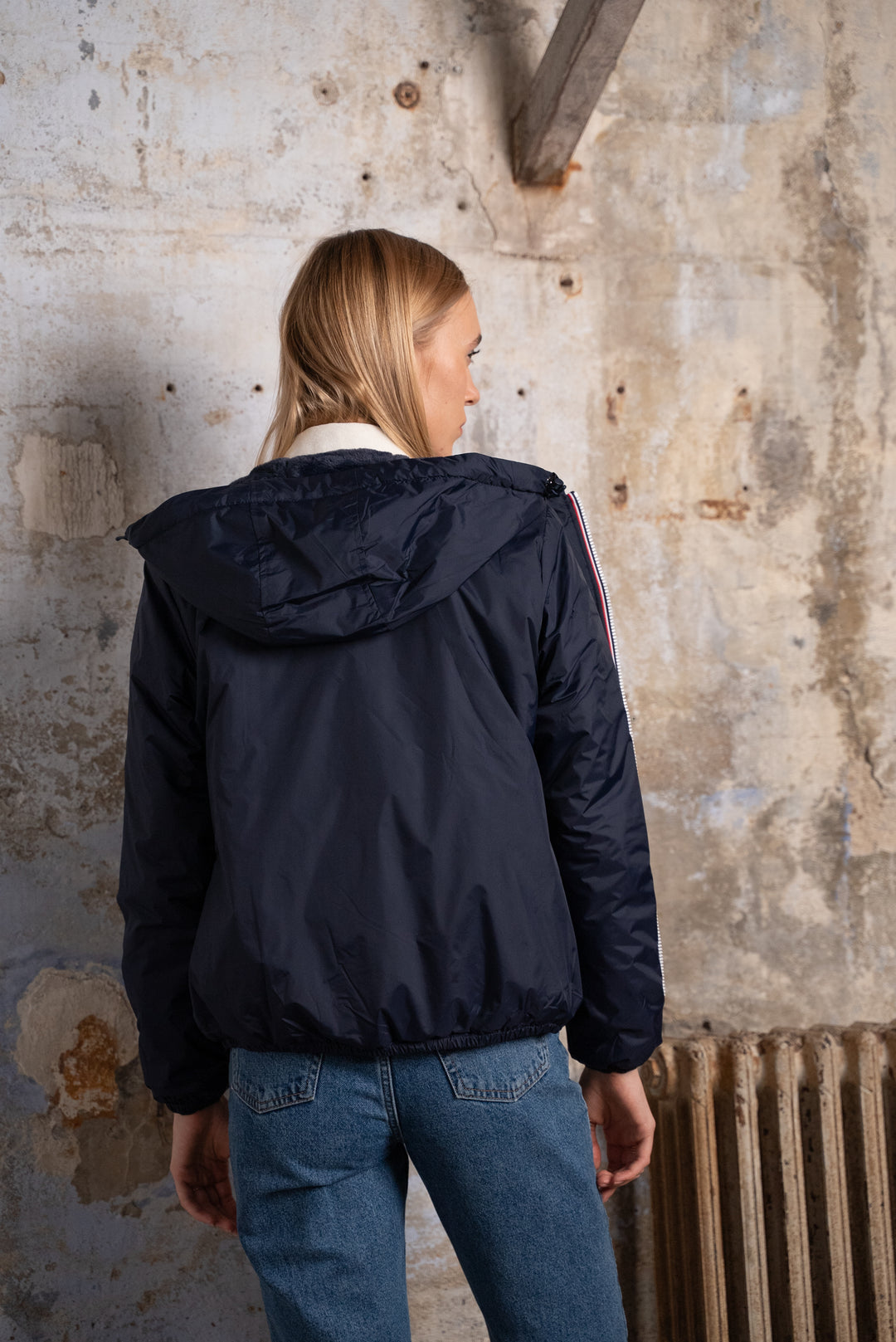 LAURA JO - Parka Imperméable LOUISE COURT fourré - Bleu marine • DÉSTOCKAGE sur Taille L