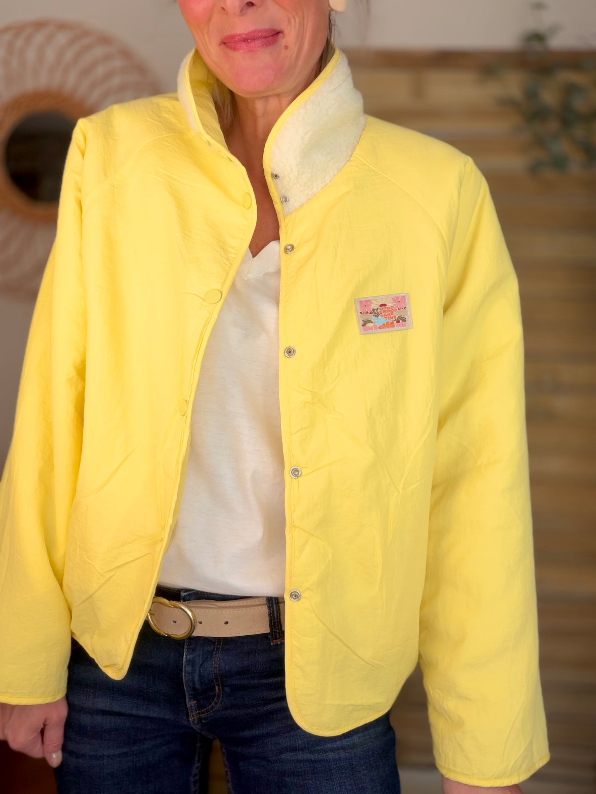 Veste matelassée réversible Sherpa AMÉLIE Jaune - FIN DE SÉRIE