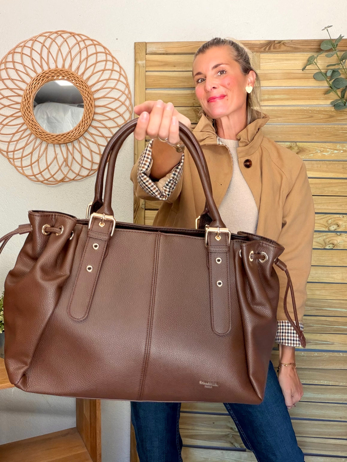 Sac cabas XL simili cuir CLÉA Chocolat