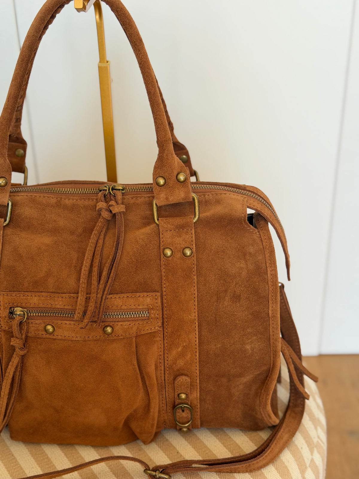 Sac cabas XL en cuir daim • HUNTER Camel