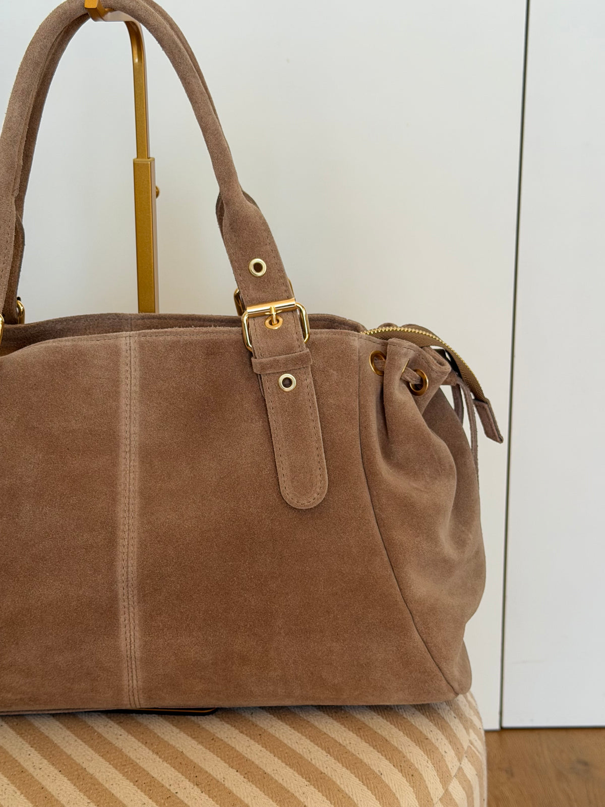 Sac cabas XL en cuir daim • JASPER Taupe