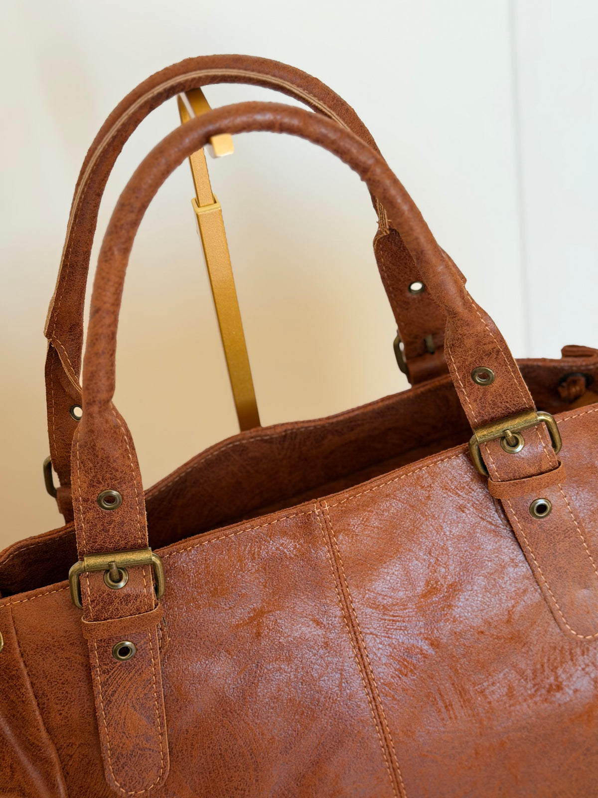 Sac cabas XL en cuir vieilli • COOPER Camel