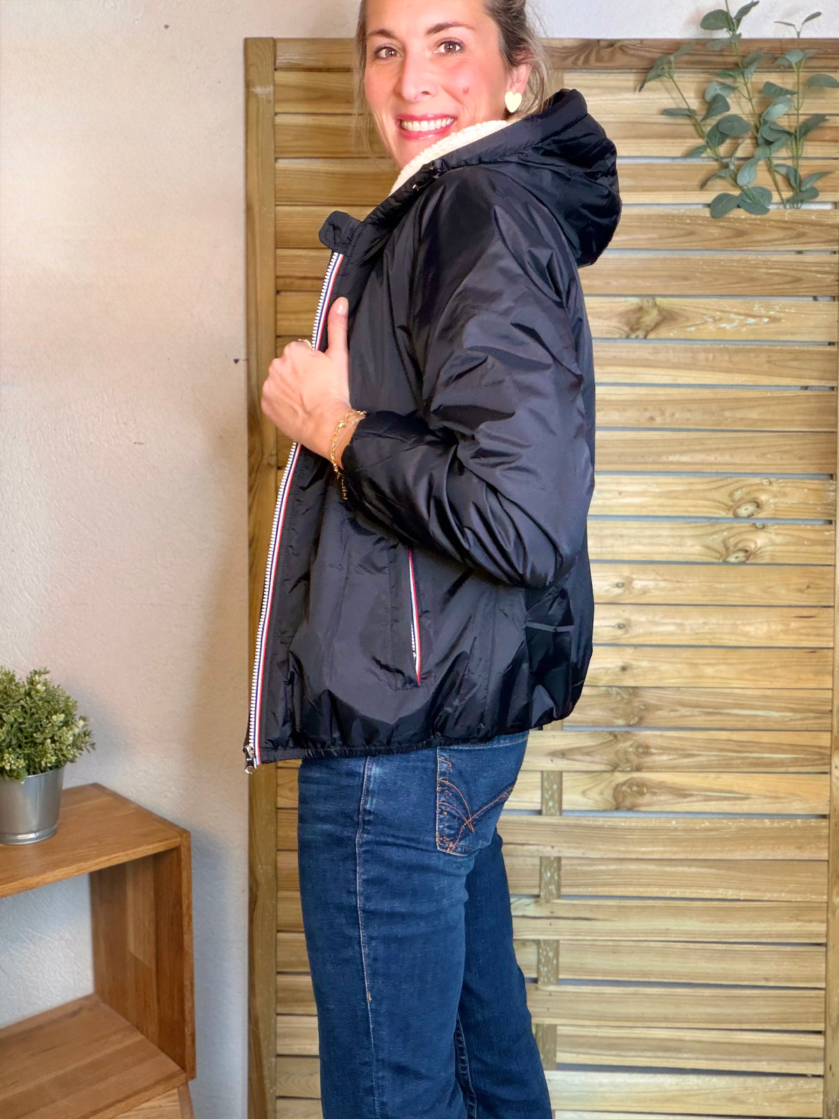 LAURA JO - Parka Imperméable LOUISE COURT sherpa - Noir - LAURA JO • DESTOCKAGE sur Taille L