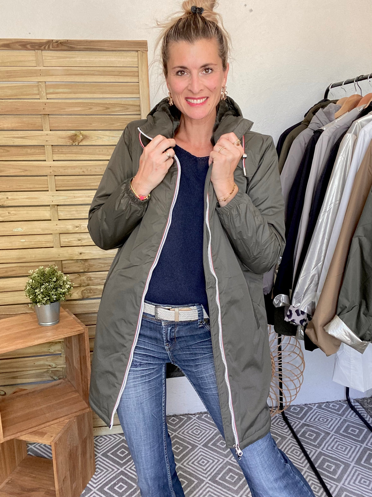 LAURA JO - Parka Imperméable THELMA LONG fourrée - Kaki • DÉSTOCKAGE sur Taille XL
