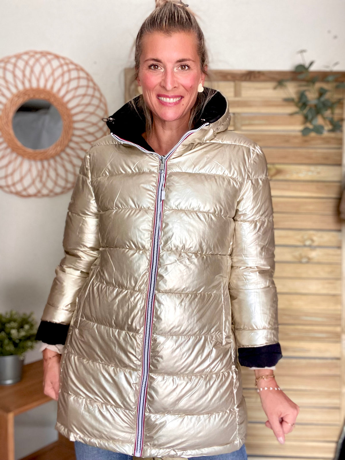 Doudoune imperméable réversible ANGÈLE LONG - Noir - MELYA MELODY