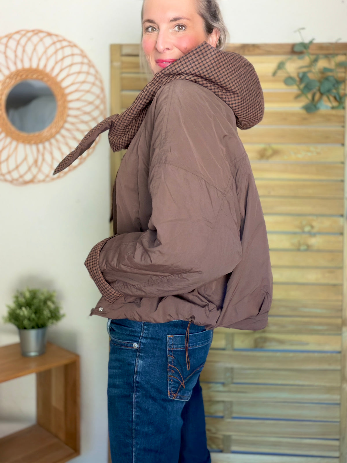 Veste matelassée capuche amovible réversible ODILE Chocolat