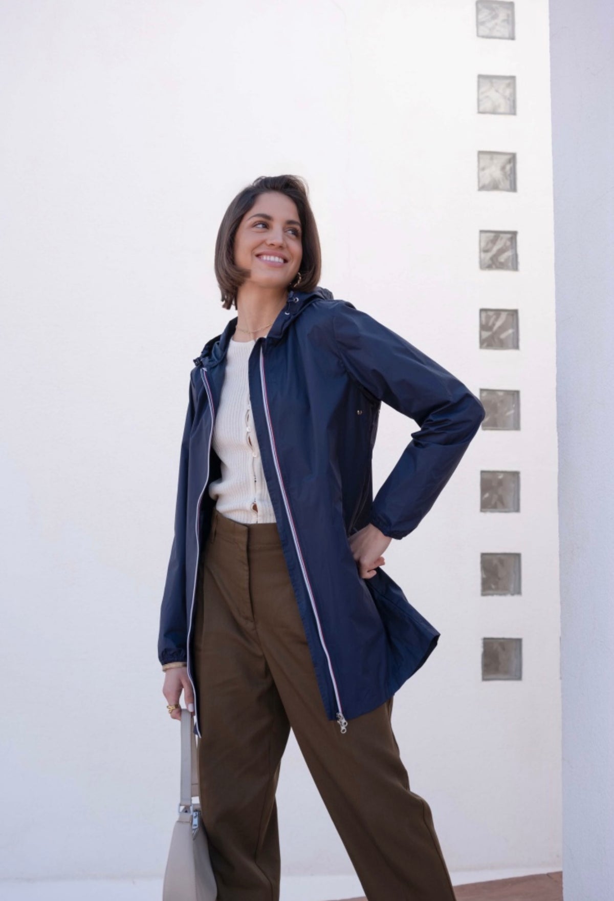 LAURA JO - Coupe vent imperméable ANNA LONG léger - Bleu marine