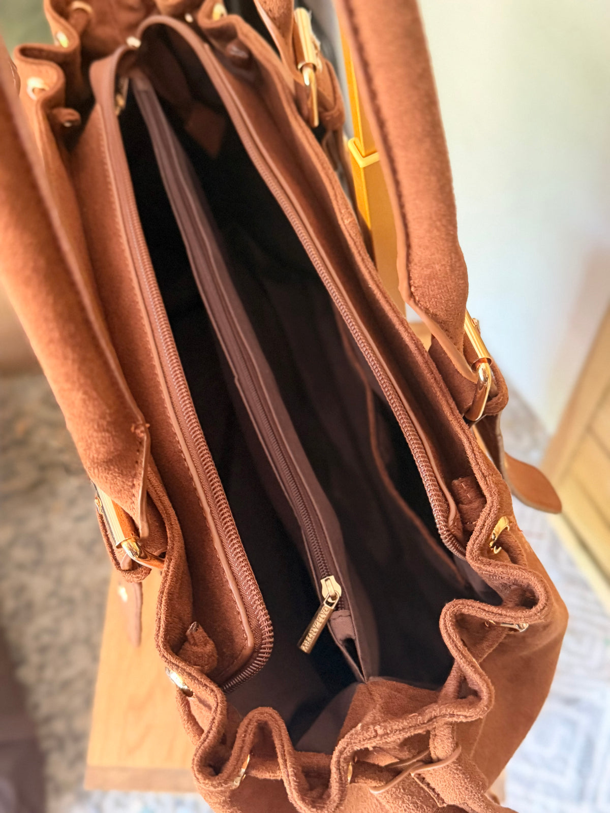Sac cabas XL simili daim CLÉO Camel