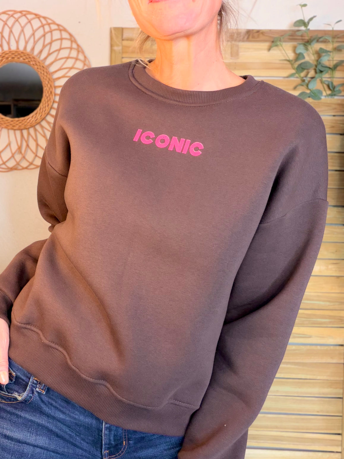 Sweat ICONIC molleton CAPUCINE - Chocolat