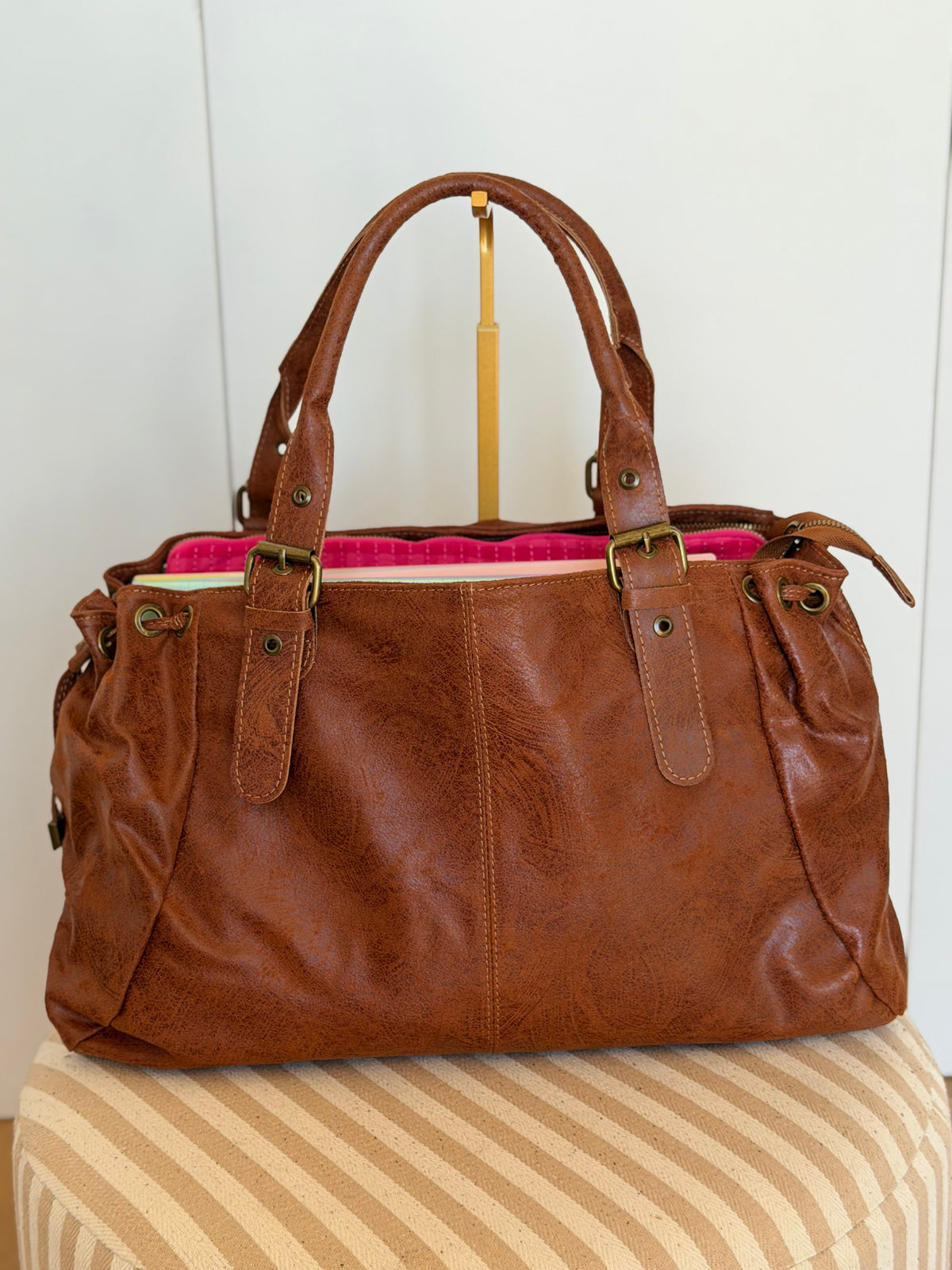 Sac cabas XL en cuir vieilli • COOPER Camel