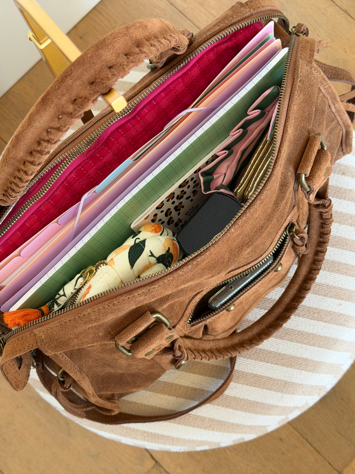 Sac cabas XL en cuir daim • HUNTER Camel