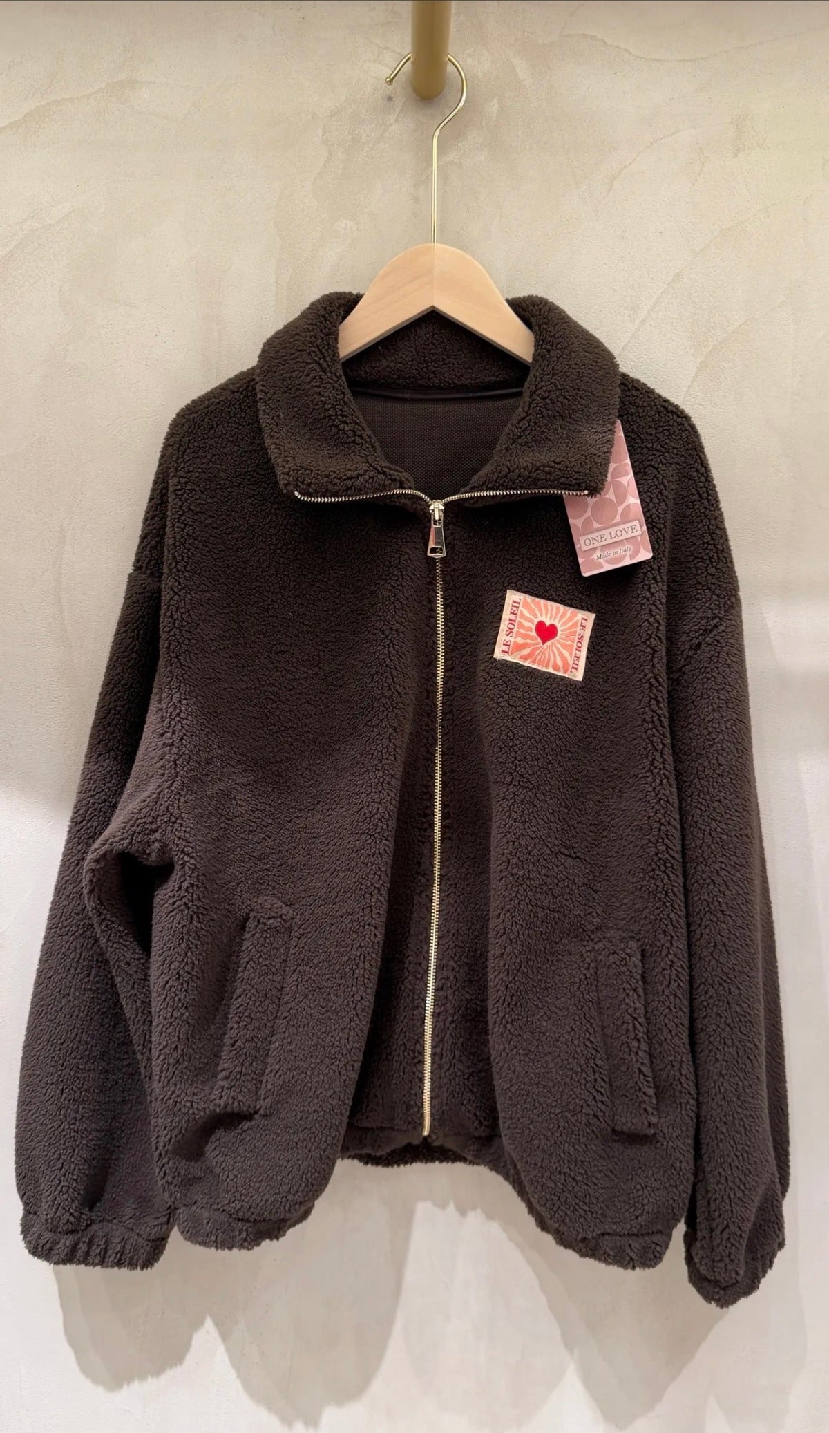⚡️ARRIVAGE • Veste teddy Sherpa zippée « Soleil » DORO Chocolat
