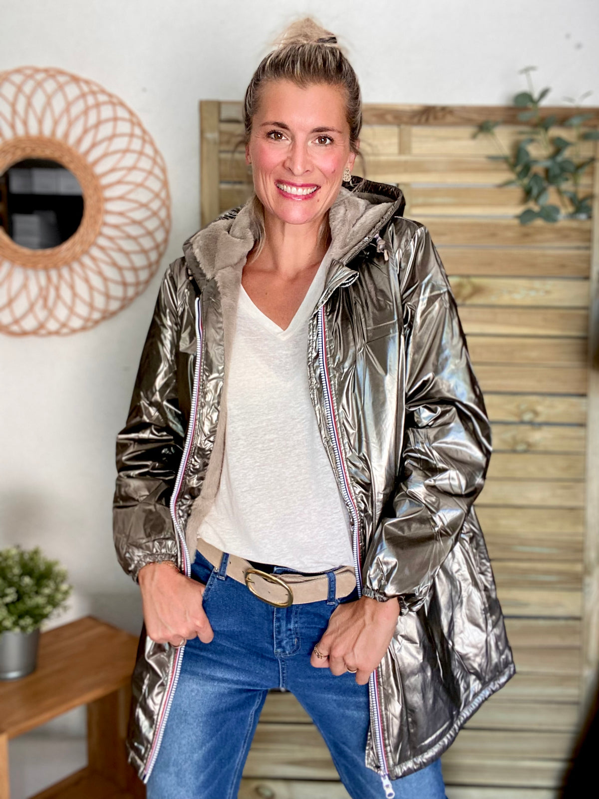 LAURA JO - Parka Imperméable LOUISE LONG fourré - Bronze