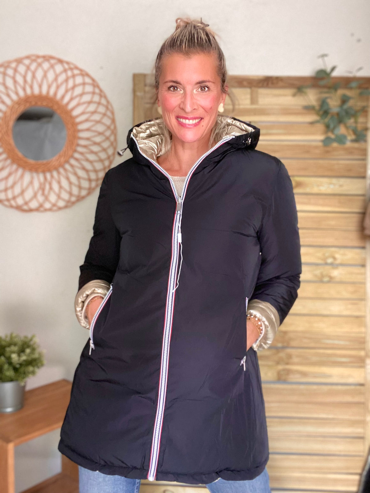 Doudoune imperméable réversible ANGÈLE LONG - Noir - MELYA MELODY