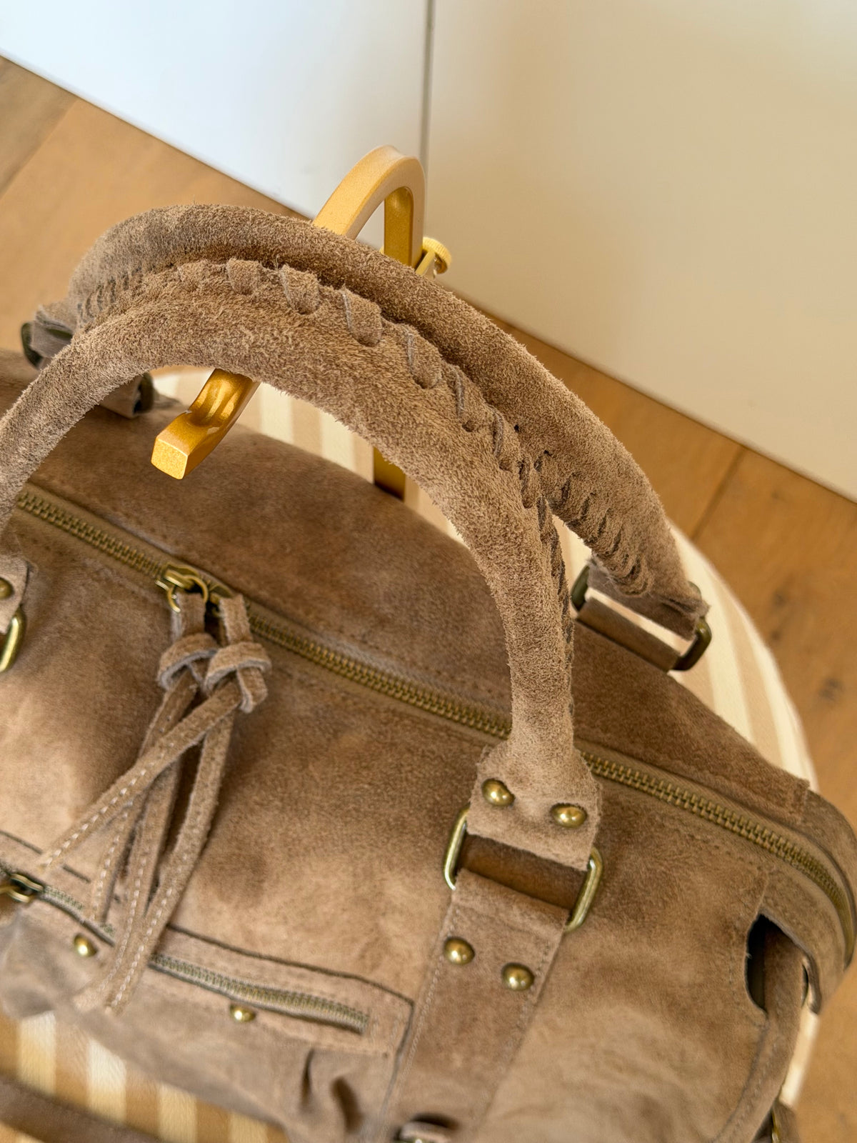 Sac cabas XL en cuir daim • HUNTER Taupe