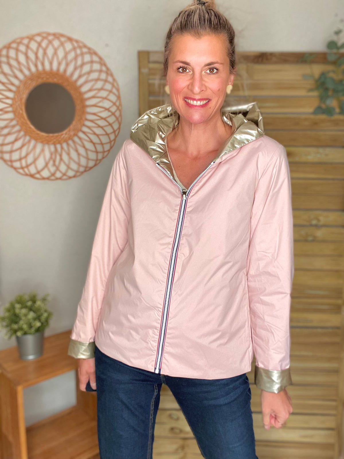 LAURA JO - Imperméable réversible rembourré LOUISON COURT - Rose/Doré