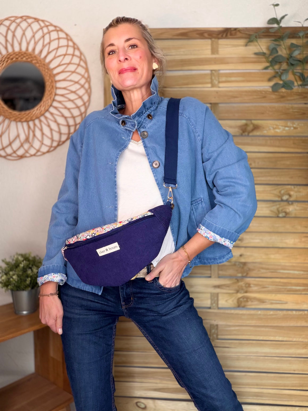 Veste Denim col victorien avec Liberty - VICTORIA Jean