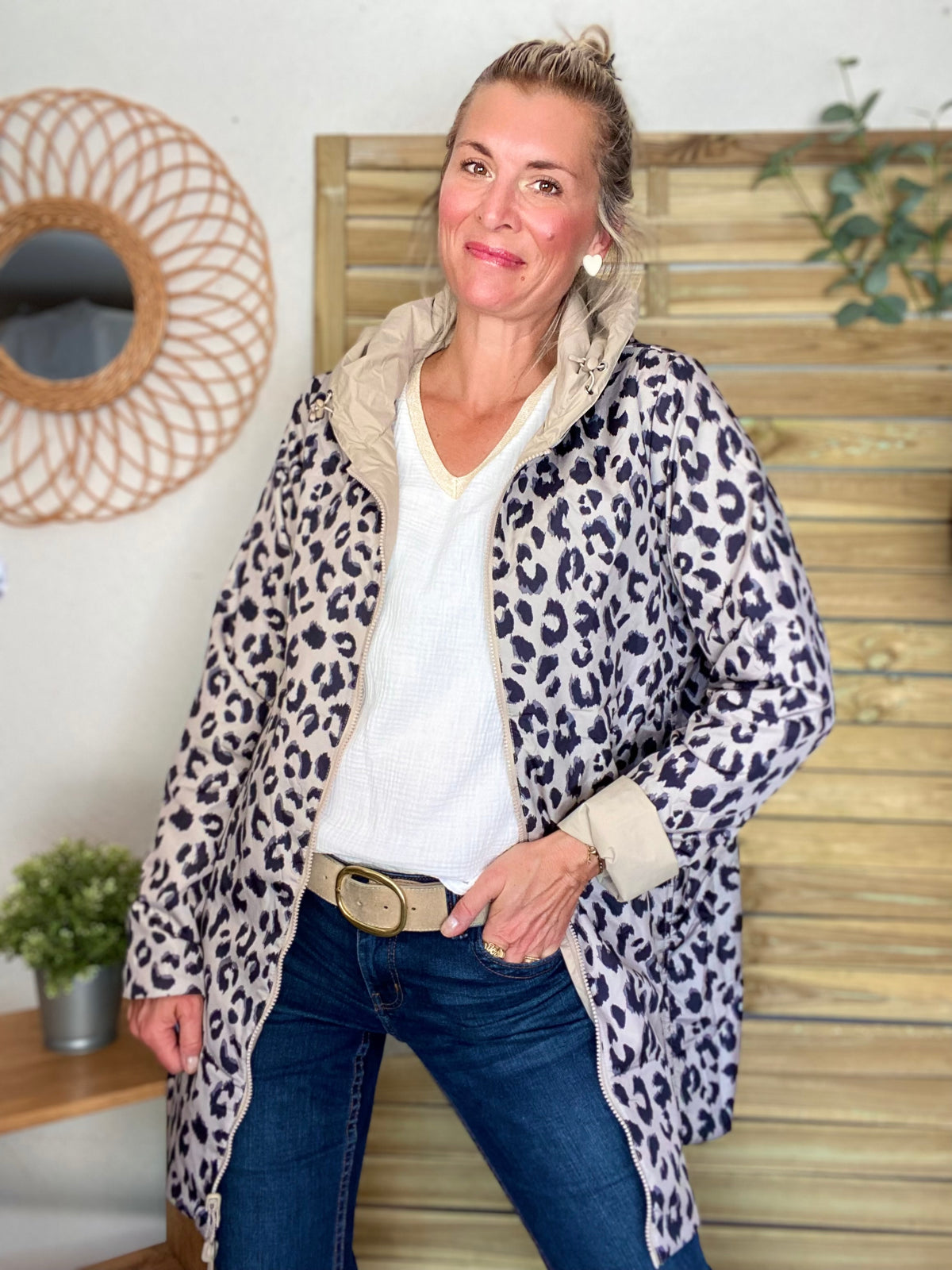 LAURA JO - Imperméable réversible rembourré LOUISON LONG - Beige / Léo