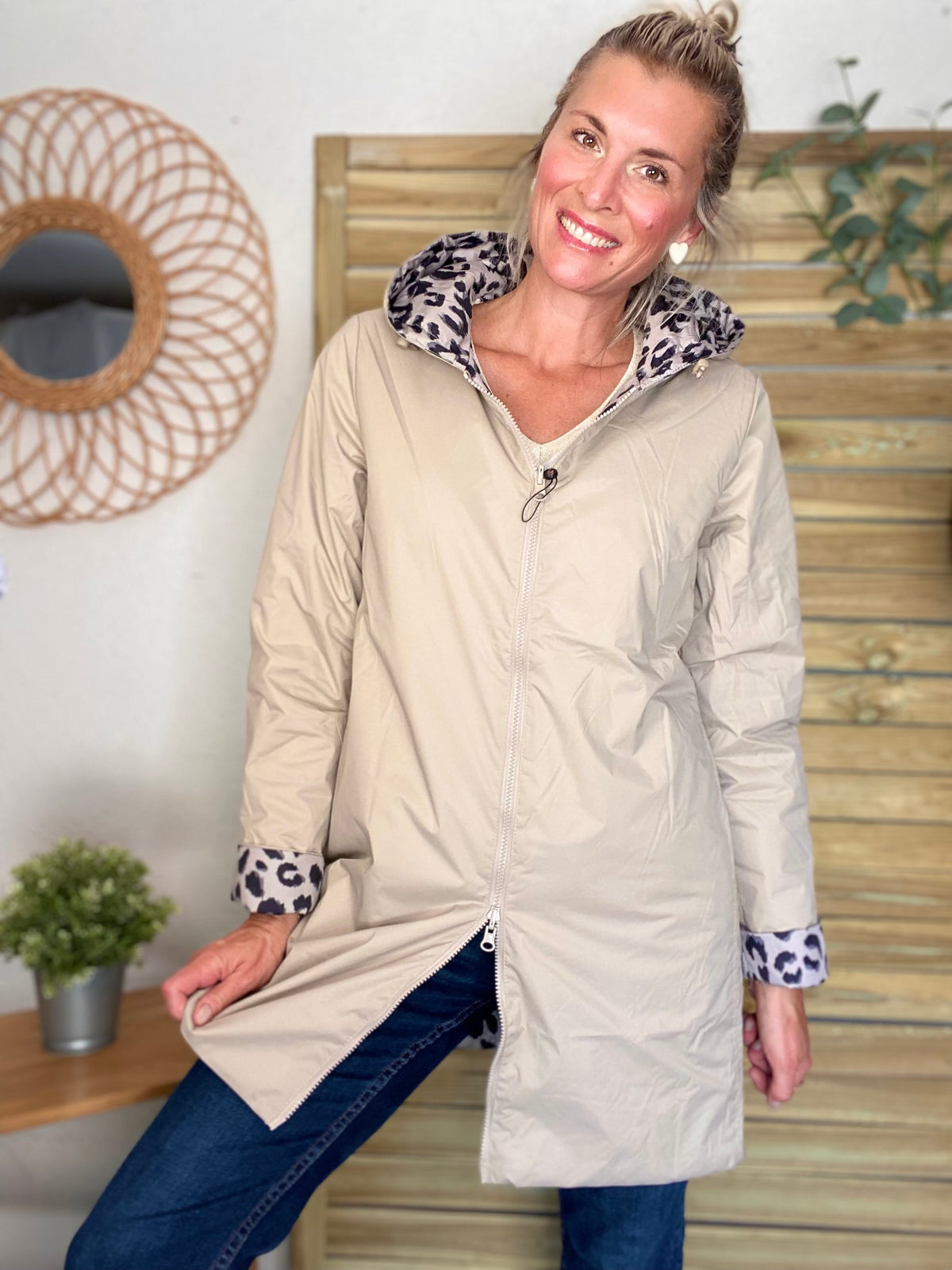 LAURA JO - Imperméable réversible rembourré LOUISON LONG - Beige / Léo