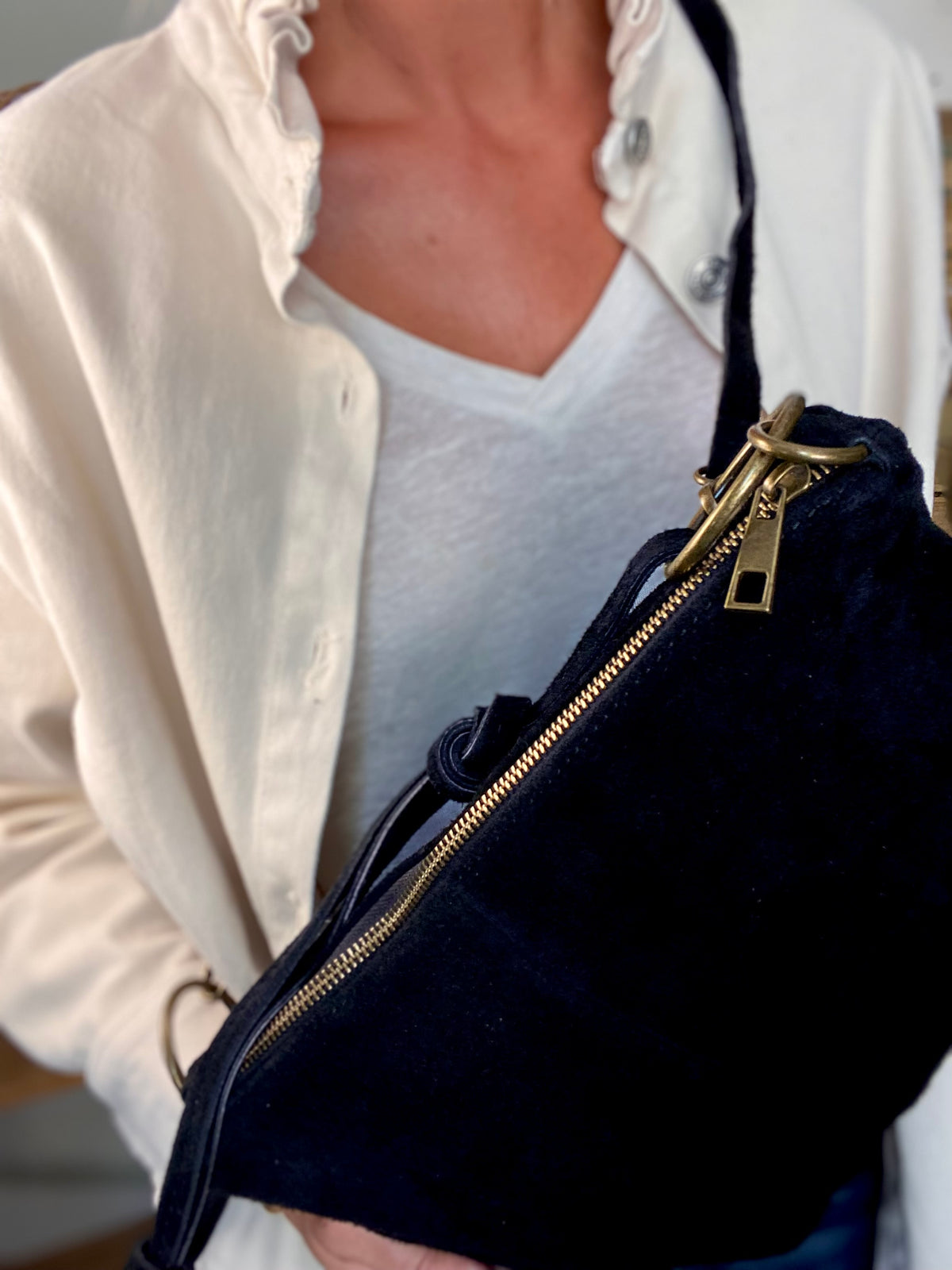Sac en cuir daim SCOTT - Noir