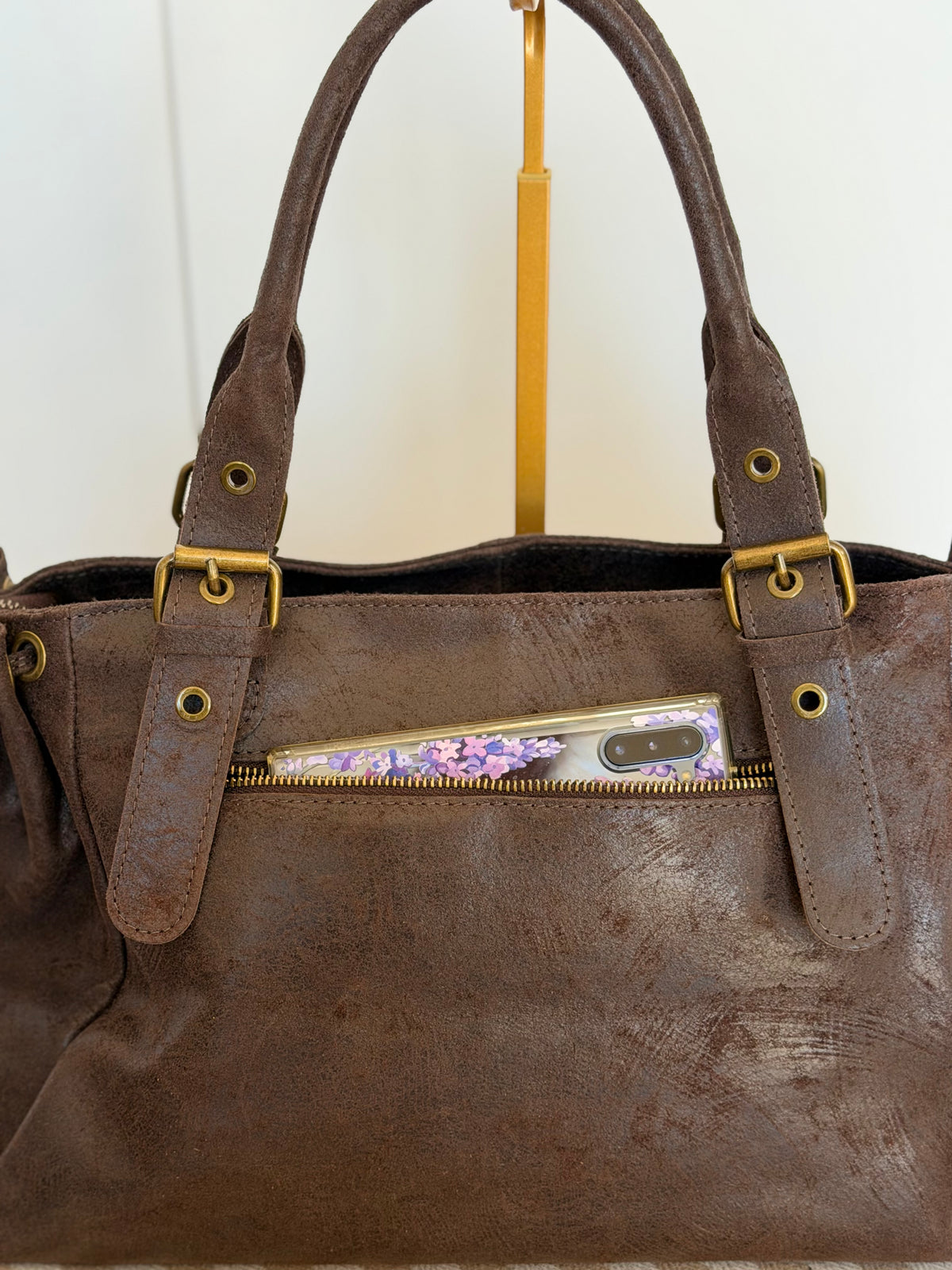 Sac cabas XL en cuir vieilli • COOPER Chocolat
