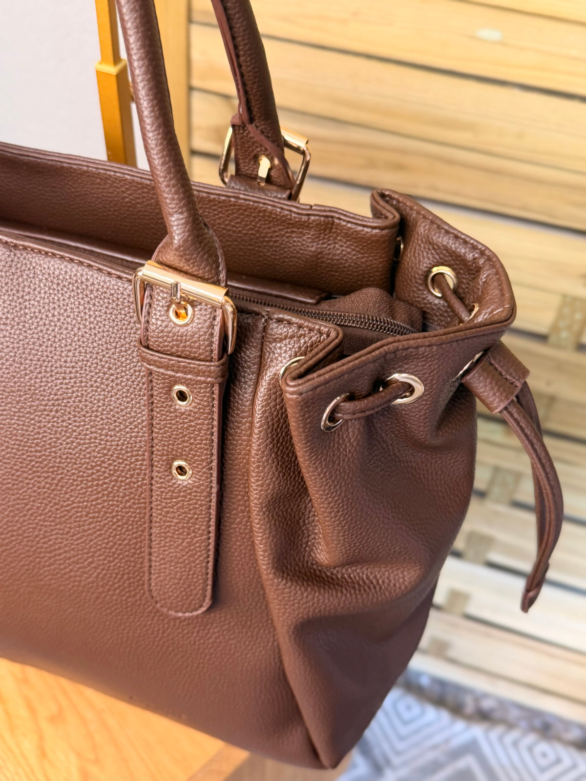 Sac cabas XL simili cuir CLÉA Chocolat