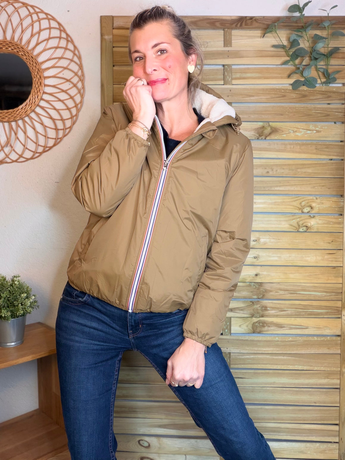 LAURA JO - Parka Imperméable LOUISE COURT sherpa - Camel
