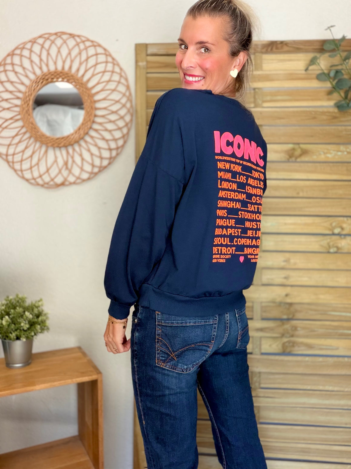 Sweat ICONIC léger 100% coton FAUSTINE Bleu marine (taille 36 à 46)