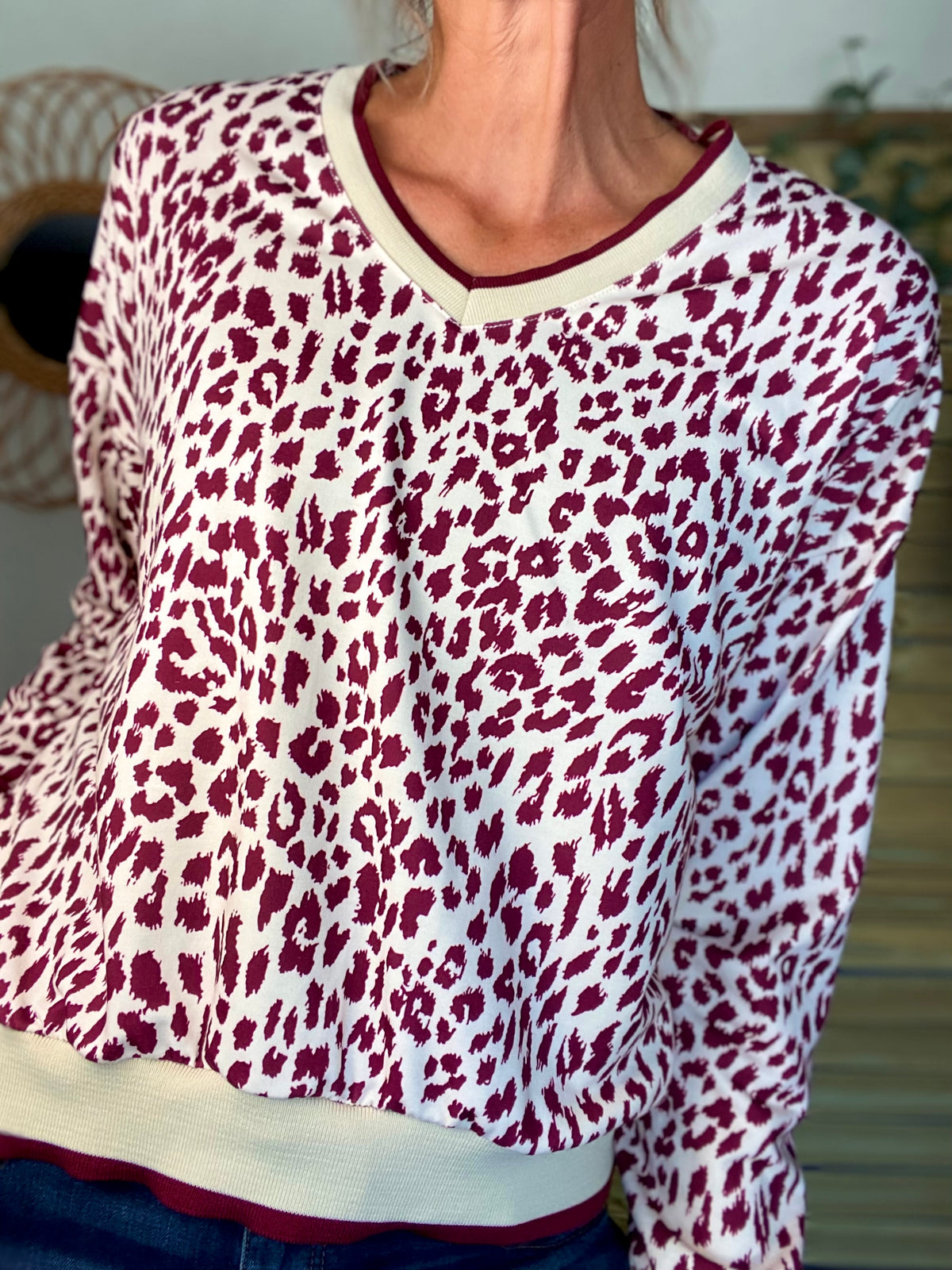 Sweat imprimé Léo 🐆 AMANDINE - Bordeaux