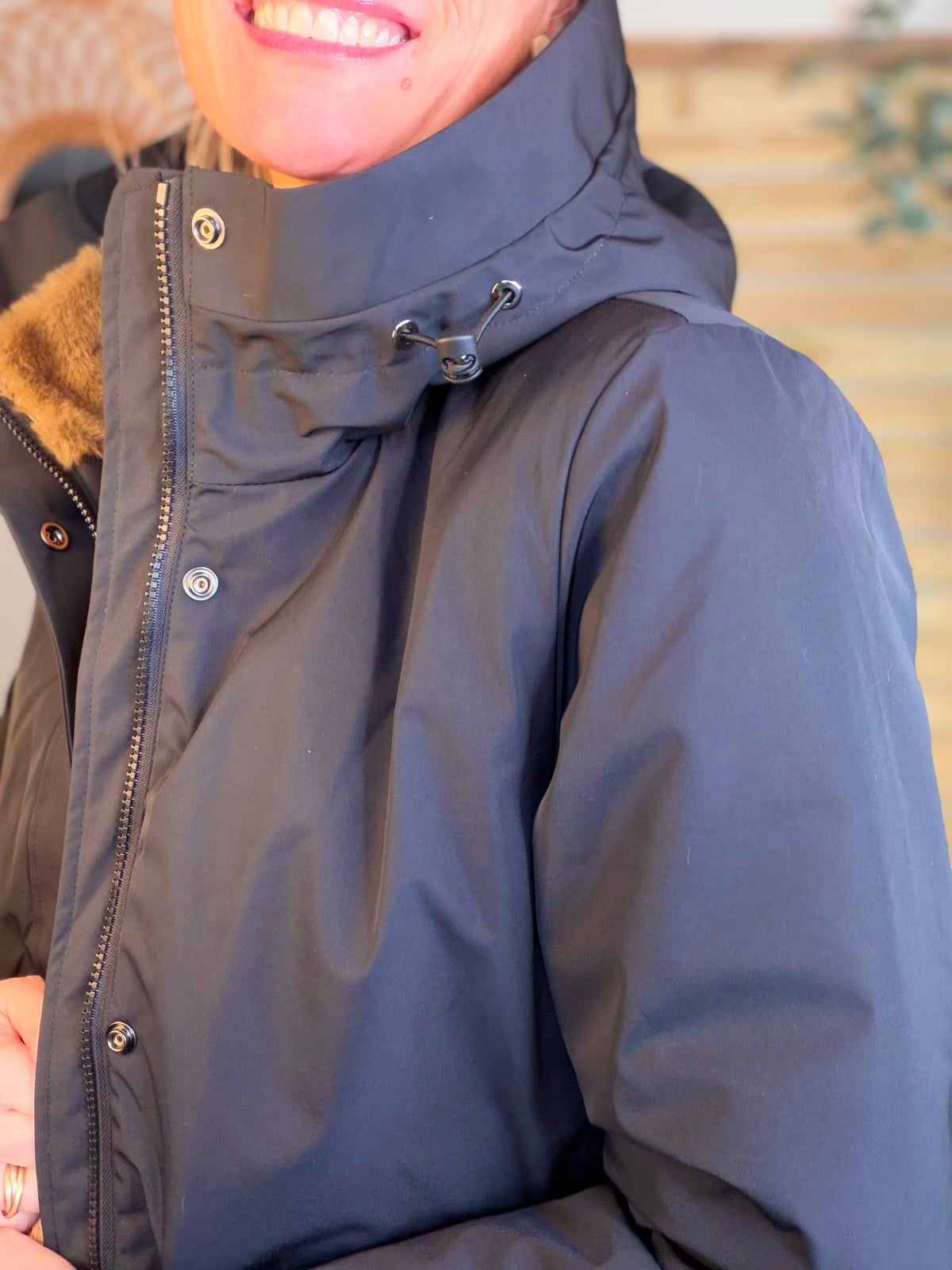 LAURA JO - Parka fourrée imperméable AMBRE LONG - Noir / Camel