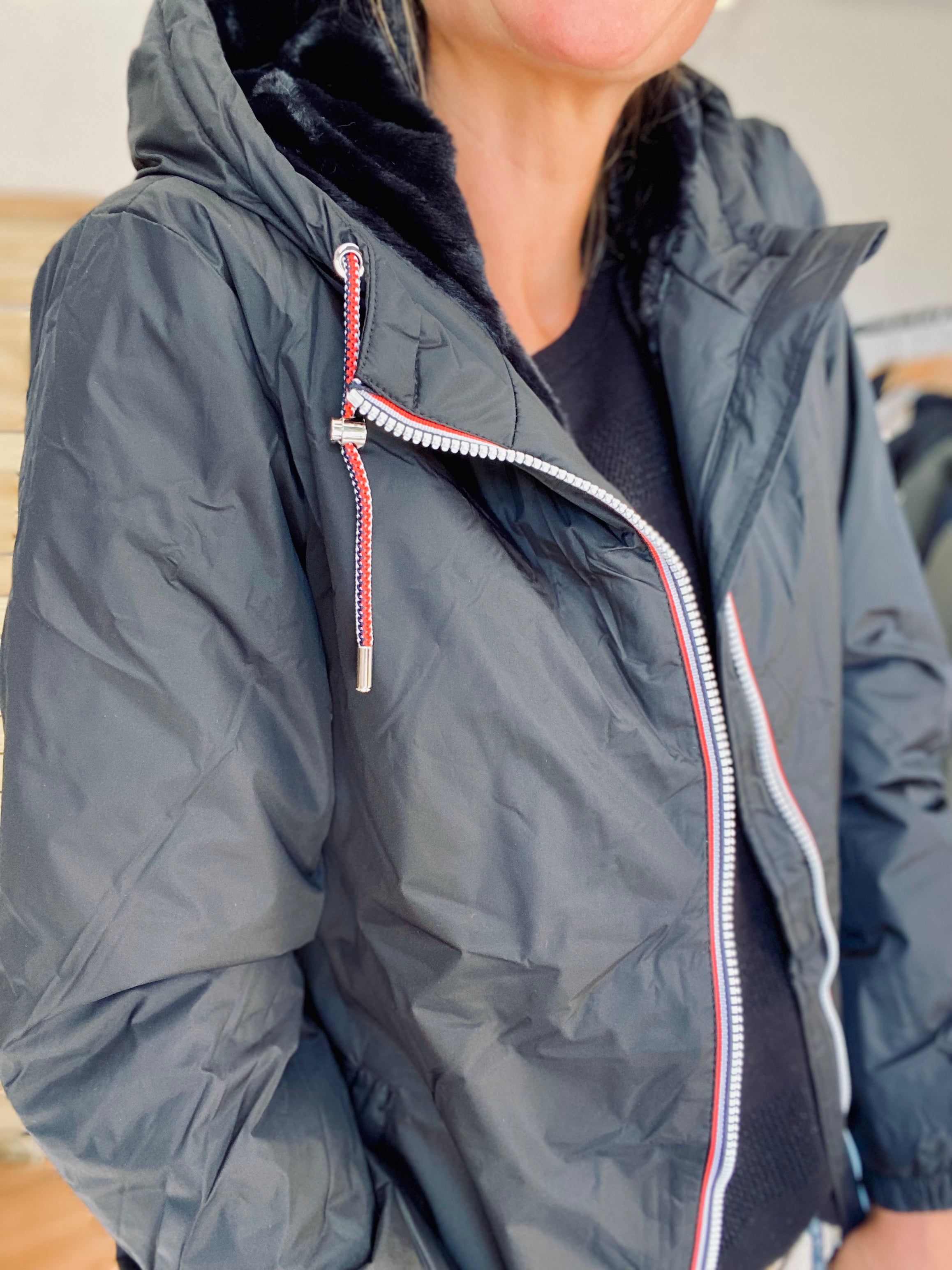 LAURA JO - Parka Imperméable THELMA MI-LONG fourré - Noir