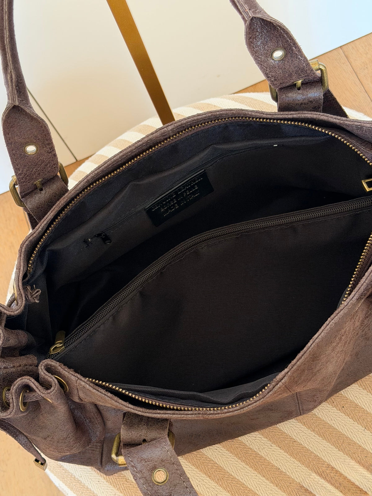 Sac cabas XL en cuir vieilli • COOPER Chocolat