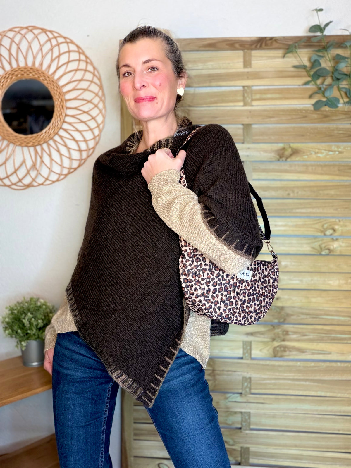 Sac demi-lune matelassé Amour JILL - Léo 🐆 - FIN DE SÉRIE