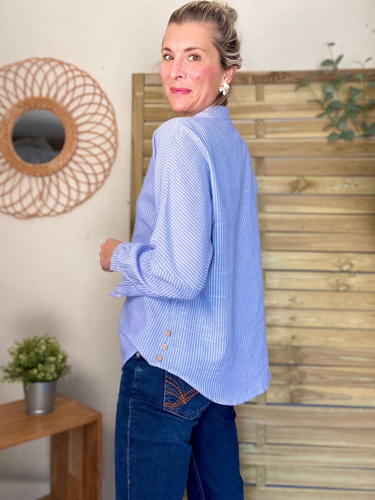 Chemise à rayures bleues (avec ou sans coeur💛)- MARGOT