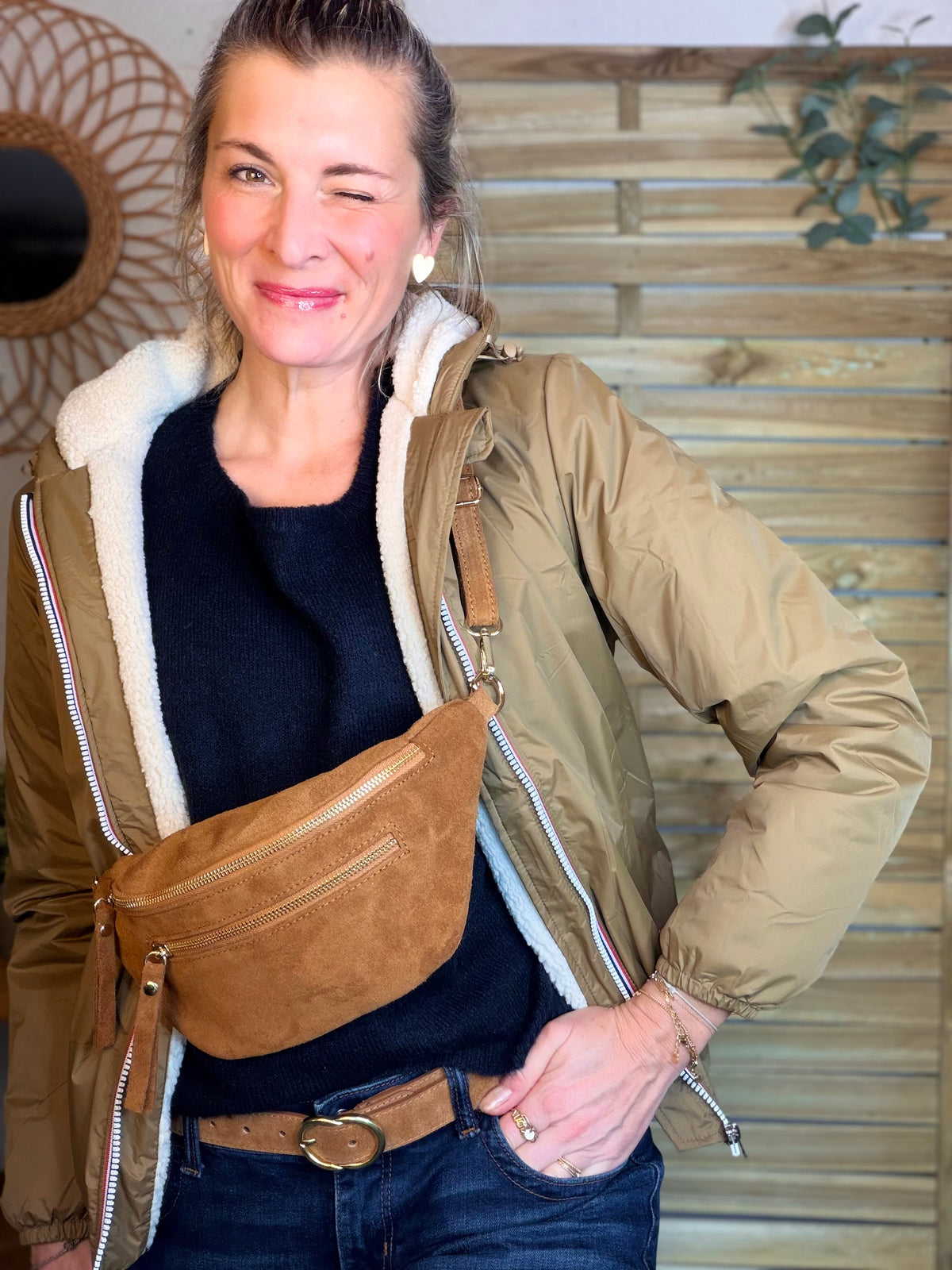 LAURA JO - Parka Imperméable LOUISE COURT sherpa - Camel