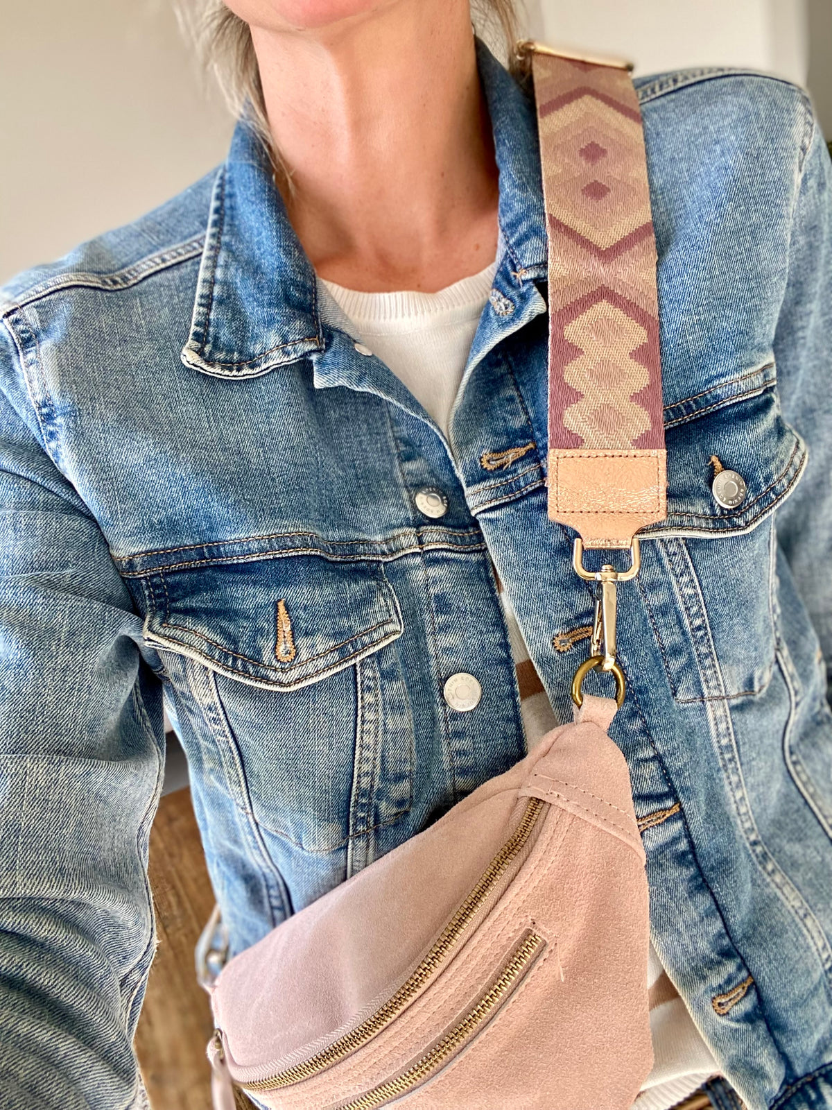 Sangle / Bandoulière en cuir irisé pour sacs / bananes - RACHEL (Losanges horizontaux)