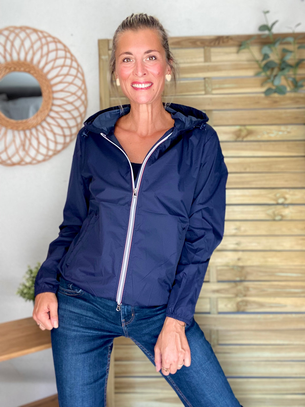 LAURA JO - Coupe vent imperméable ANNA COURT Bleu marine