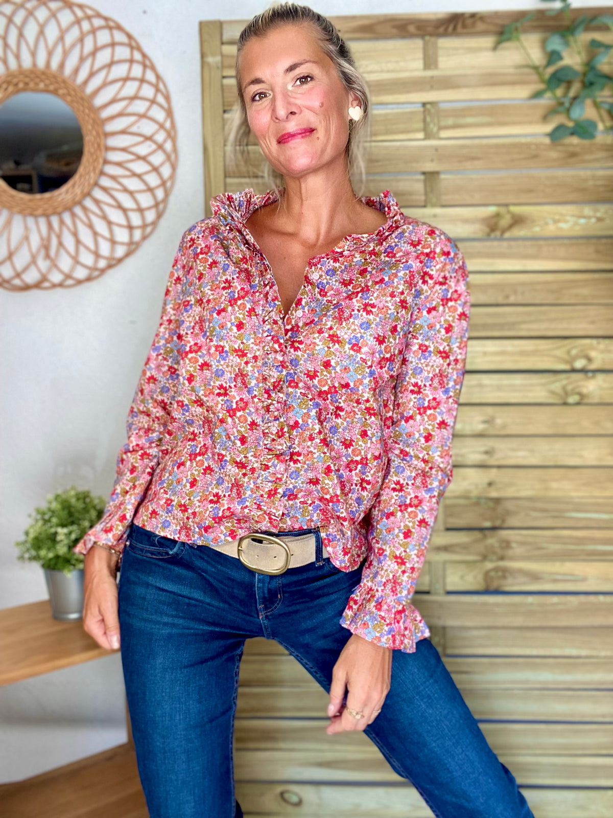 Chemise imprimé Liberty, col victorien volanté YSÉE - FIN DE SÉRIE