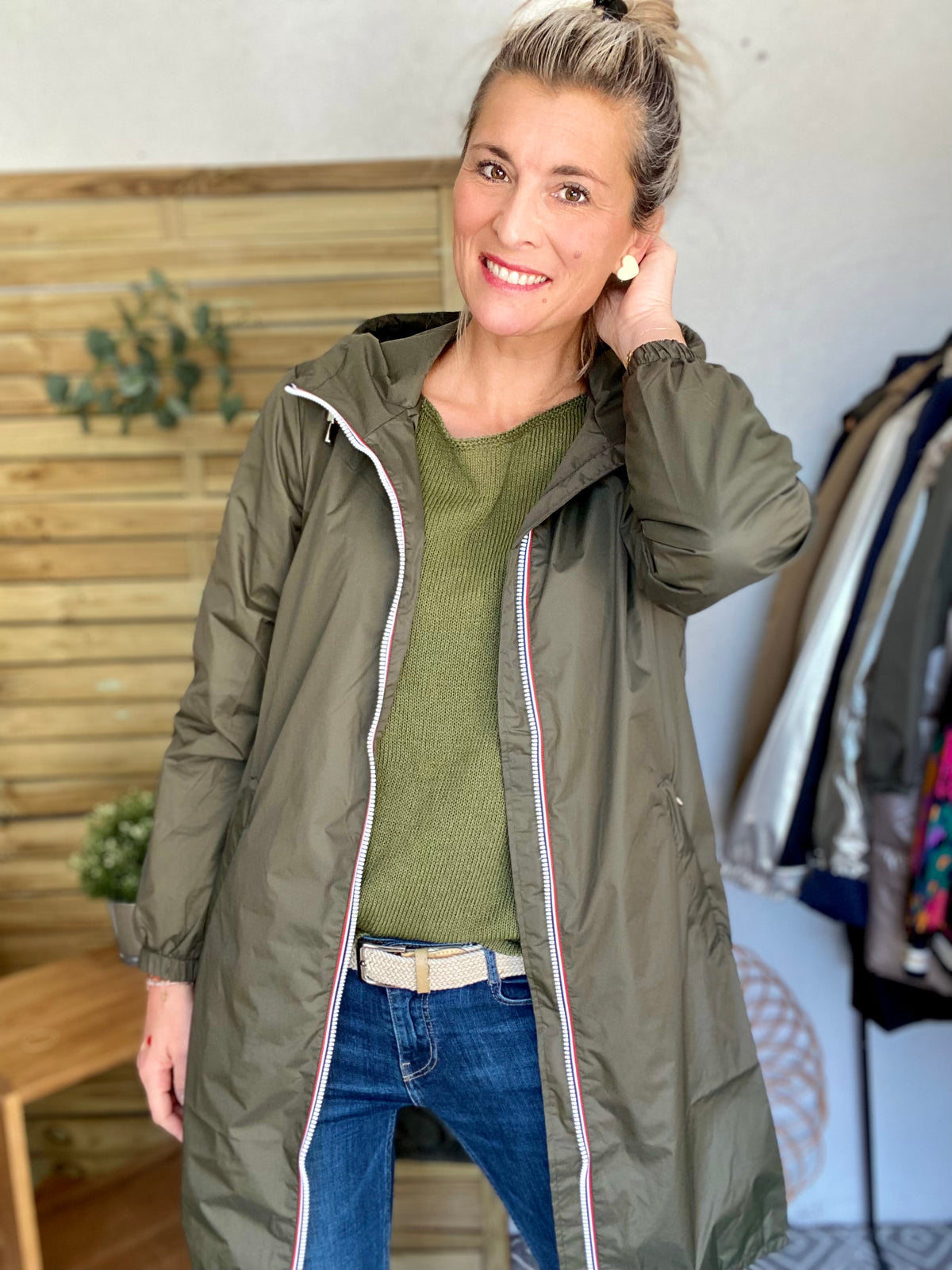 Imperméable mi-saison doublé SOLINE LONG - Kaki - LAURA JO - FIN DE SÉRIE