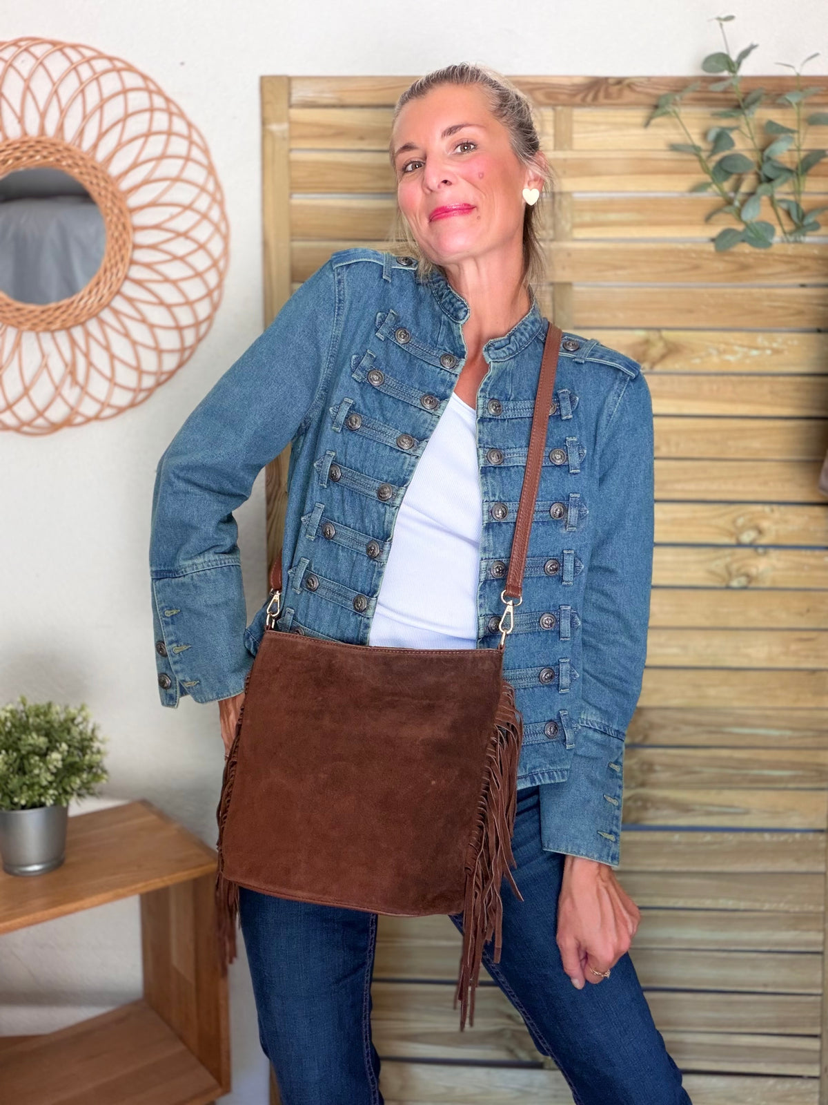 Veste officier courte en jean NAPOLÉON - Bleu Jean • DÉSTOCKAGE