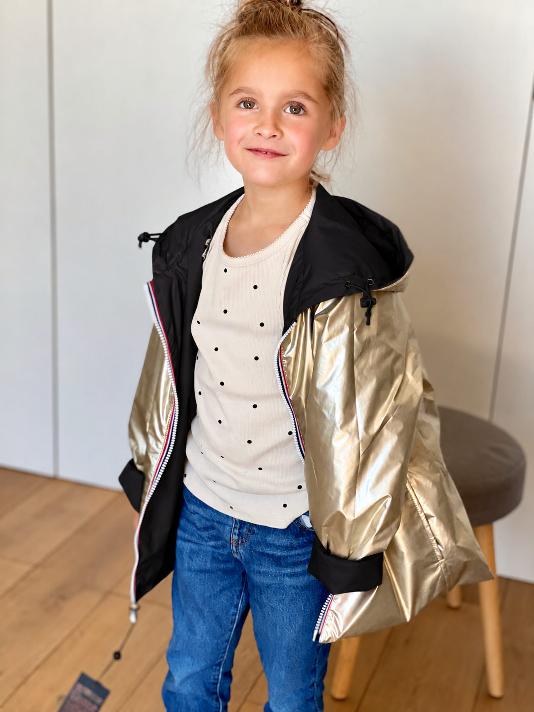 Imperméable réversible rembourré LOUISON KIDS enfant (mixte) - Noir / Doré
