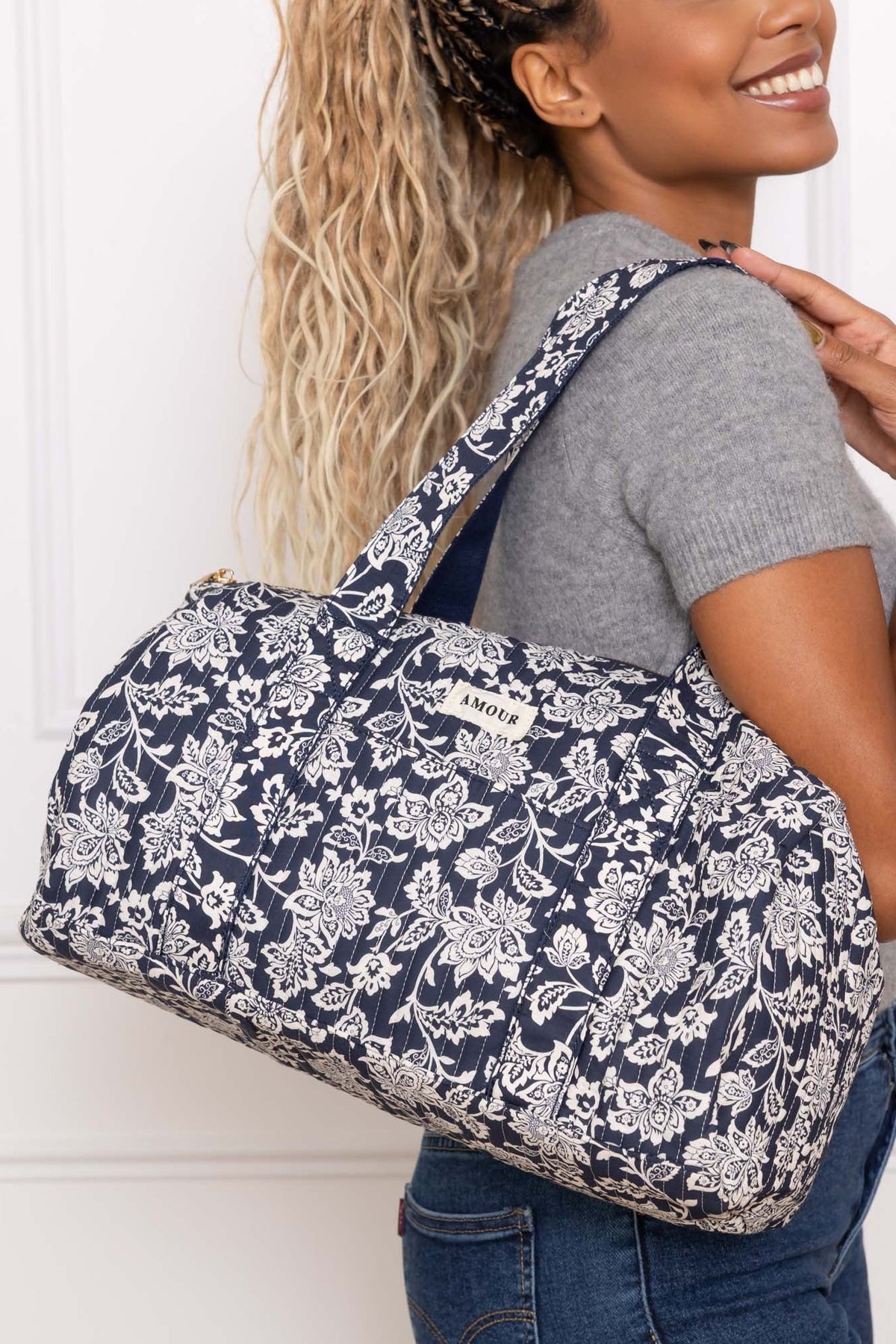 Sac polochon imprimé TARA - Fleuri Marine - FIN DE SÉRIE
