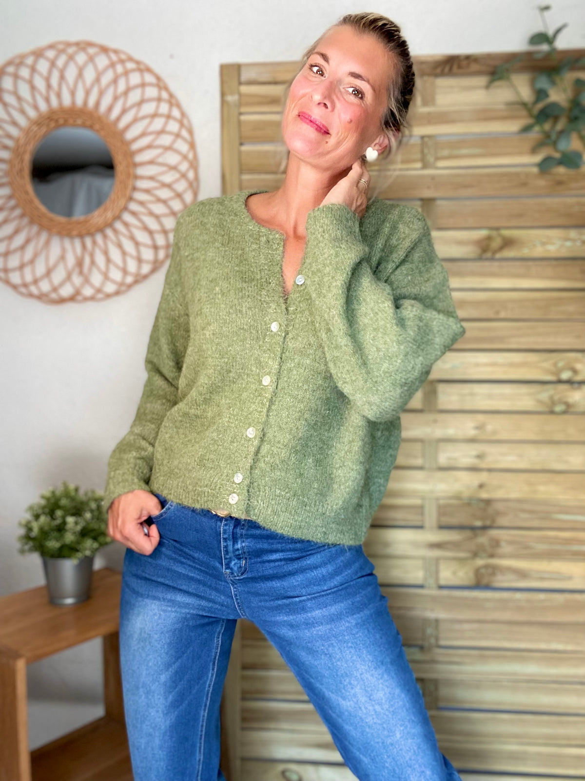 Gilet en maille MERYL - Olive